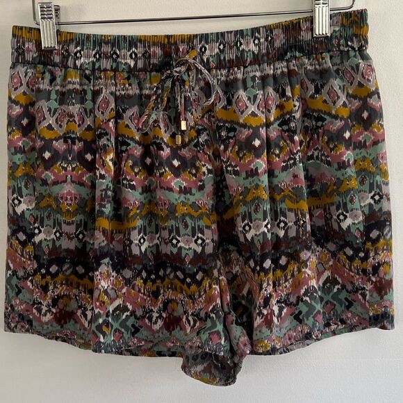 Boho Design Multi Color Silky Pull-on Shorts Aztec Print Forever 21 Size Large - Picture 2 of 14